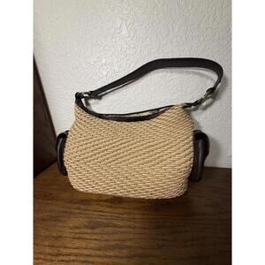Vintage Brighton Woven Straw & Leather Shoulder Bag - Boho Summer Satchel